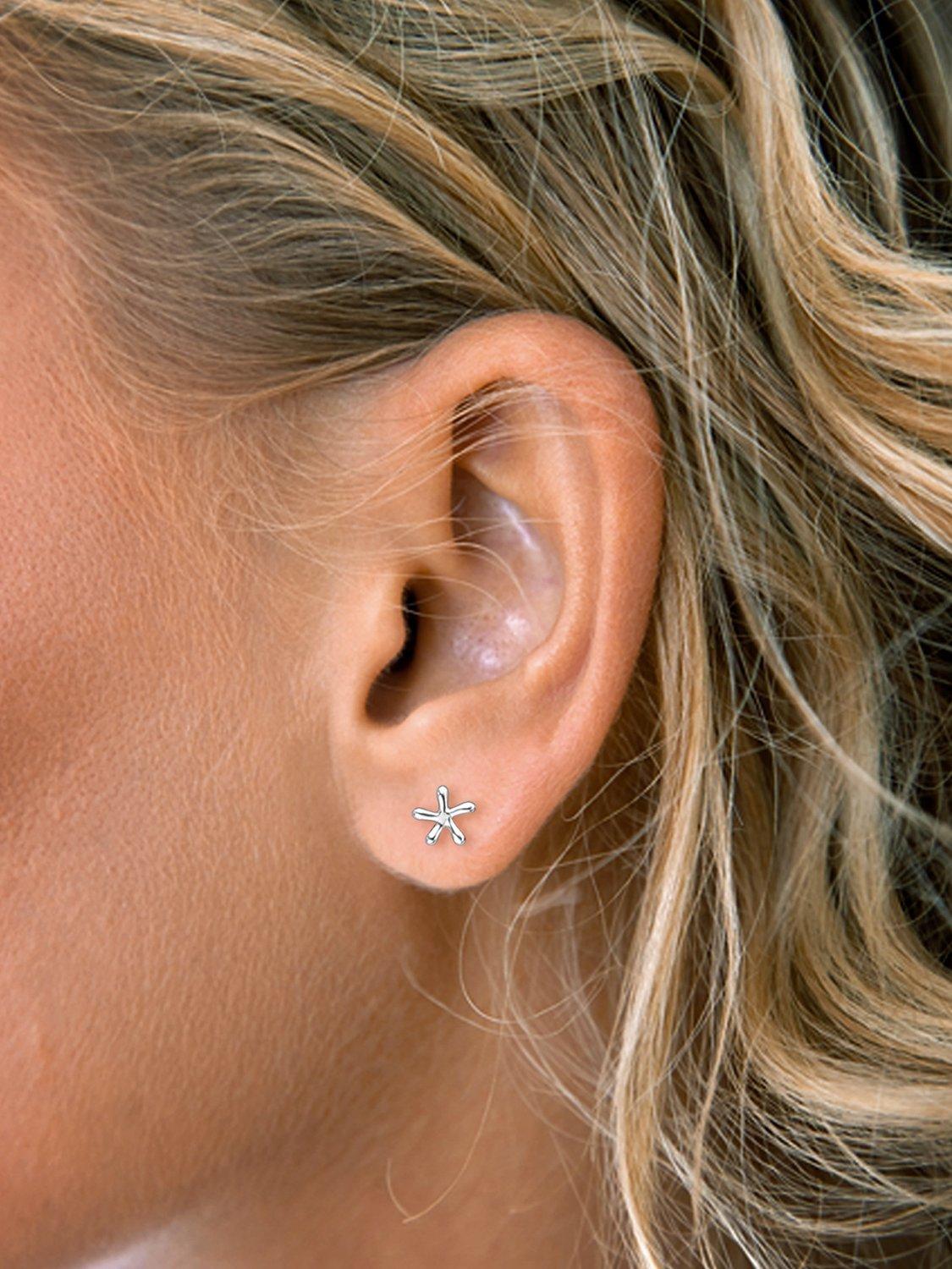 Product image 3 of 4, which shows Nina B Tiny Starburst Stud Earrings, Silver