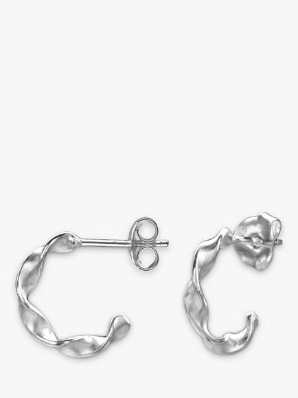 Nina B Small Sterling Silver Hoop Earrings, Silver, Silver