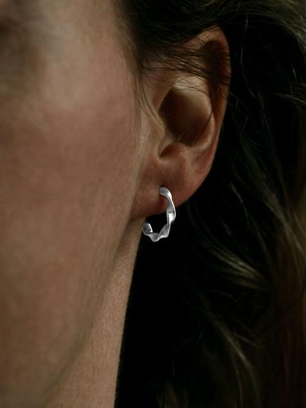 Nina B Small Sterling Silver Hoop Earrings, Silver - view 2, Silver