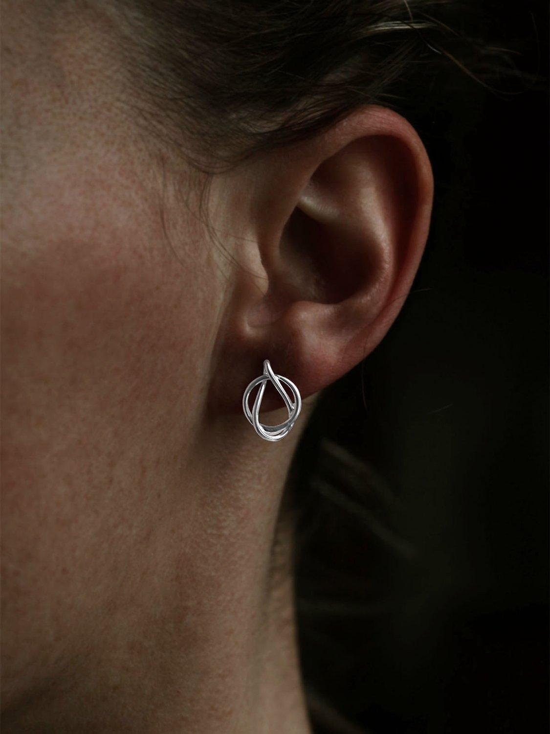 Product image 2 of 4, which shows Nina B Open Stud Earrings, Silver