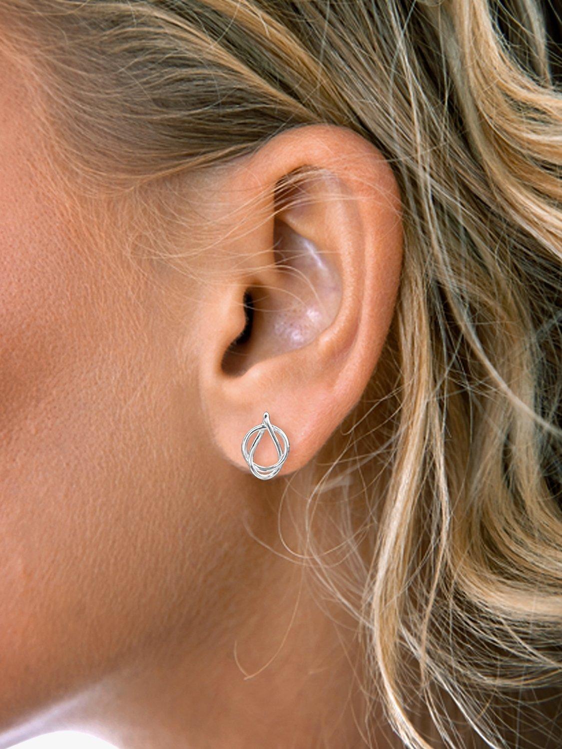 Product image 3 of 4, which shows Nina B Open Stud Earrings, Silver