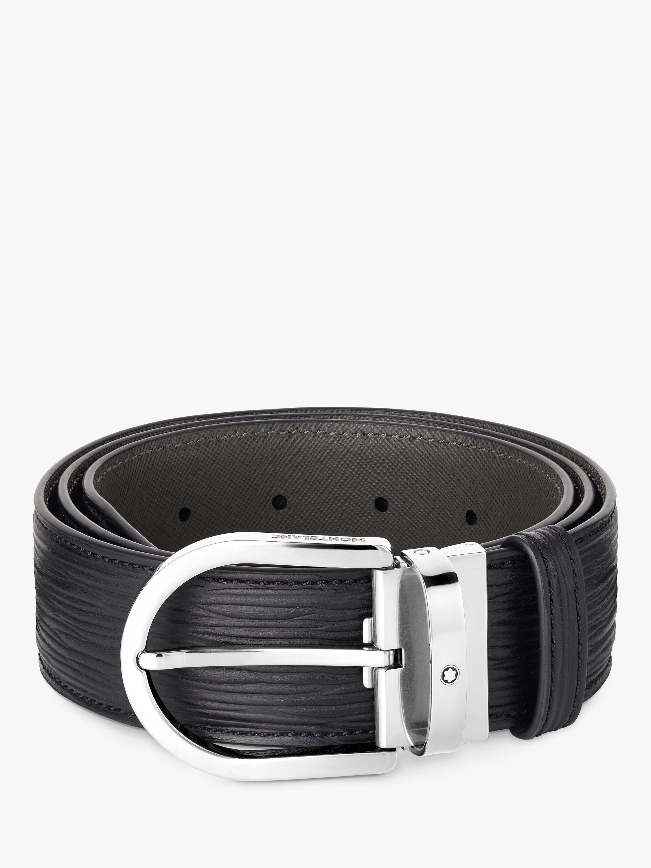 Montblanc Horseshoe Buckle Leather Belt, One Size, Black