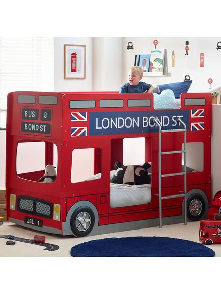 Julian Bowen Bond Street Double Decker Bus Bunk Bed Frame, Red Lacquer