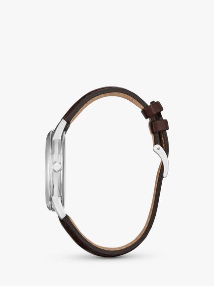 Citizen Men's Eco-Drive Date Leather Strap Watch - view 2, Brown