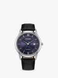 Citizen Men's Eco-Drive Date Leather Strap Watch, Black