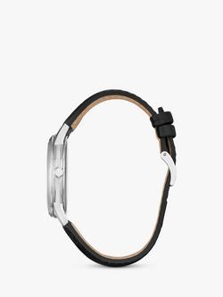 Citizen Men's Eco-Drive Date Leather Strap Watch - view 2, Black