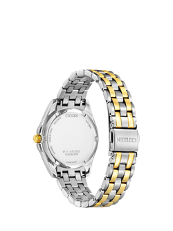 Citizen EO1224-54D Women's Two-Tone Eco-Drive Date Bracelet Strap Watch, Silver/Gold - view 2, Silver/Gold