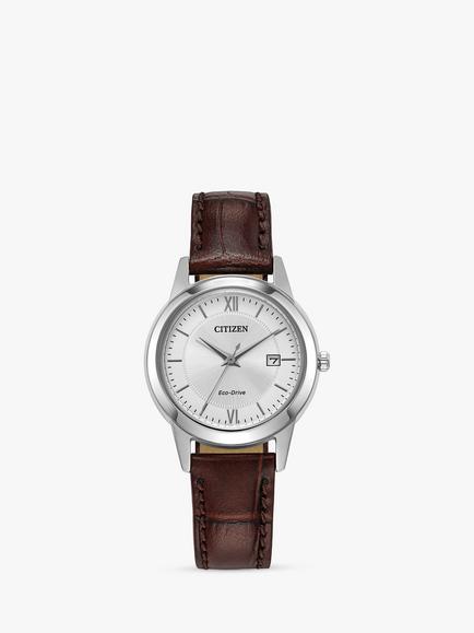 Citizen Women's Eco-Drive Date Leather Strap Watch, Brown