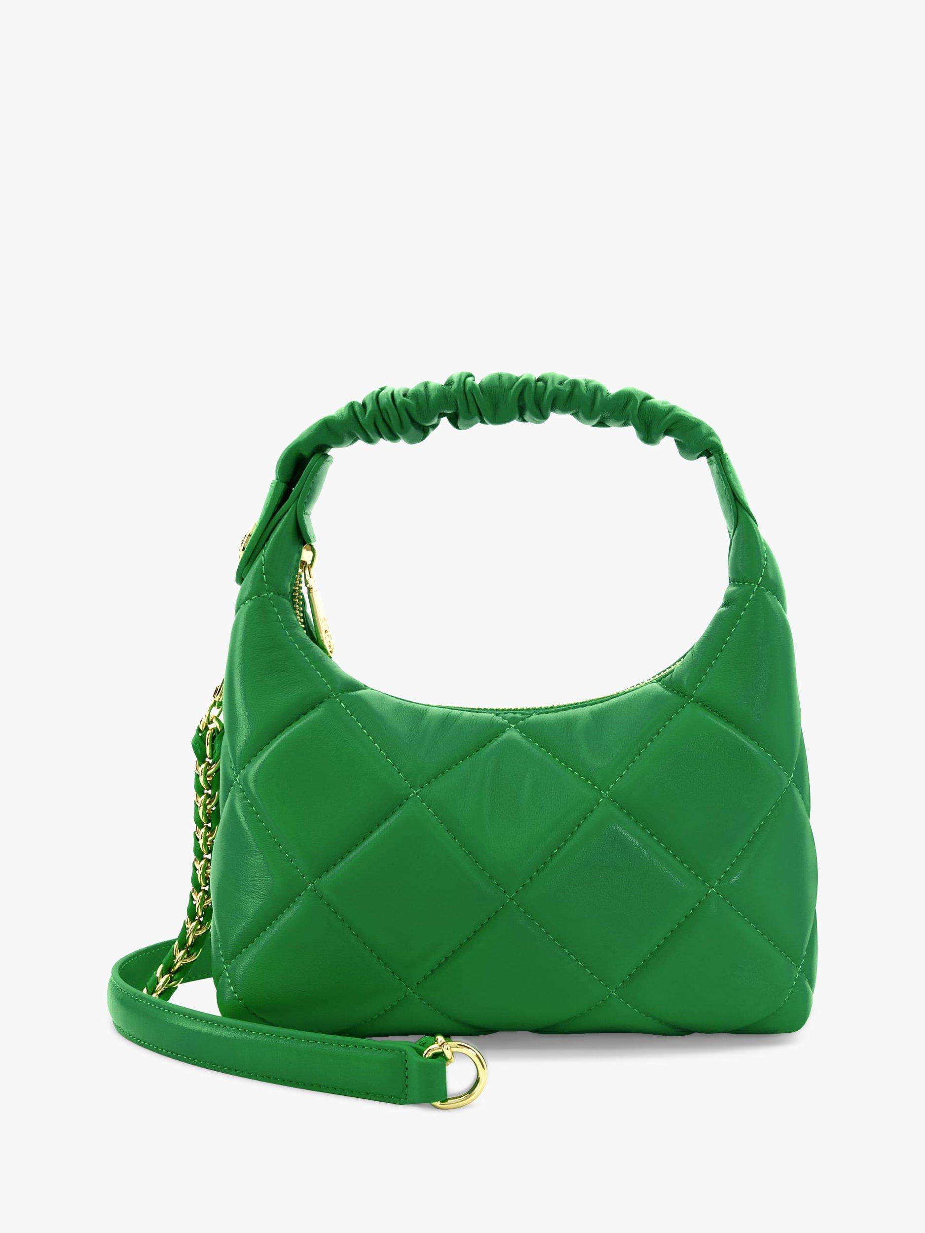 Dune Duchess H Quilted Ruched Shoulder Bag, Green