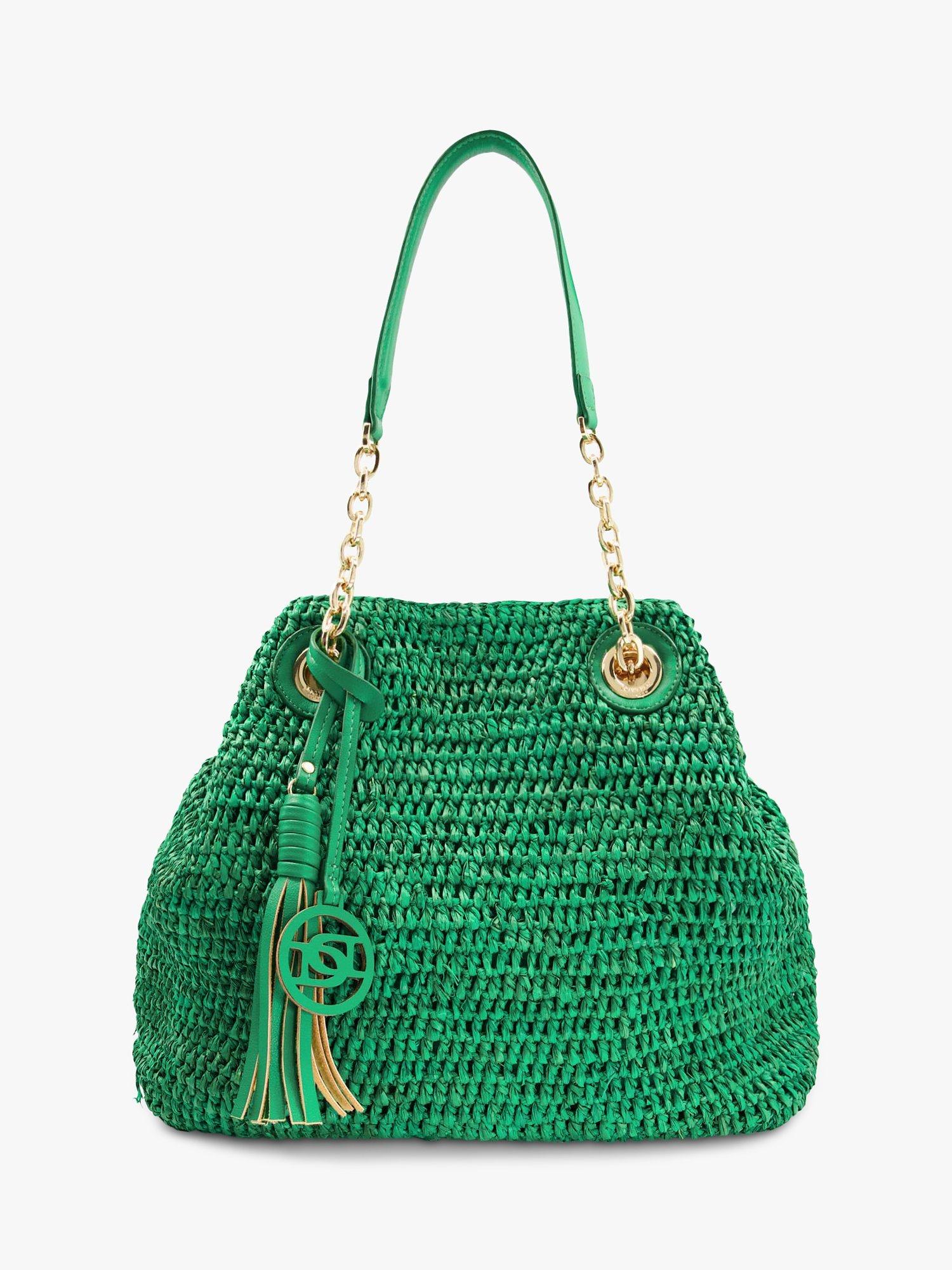 Dune Destinations Raffia Shoulder Bag, Green