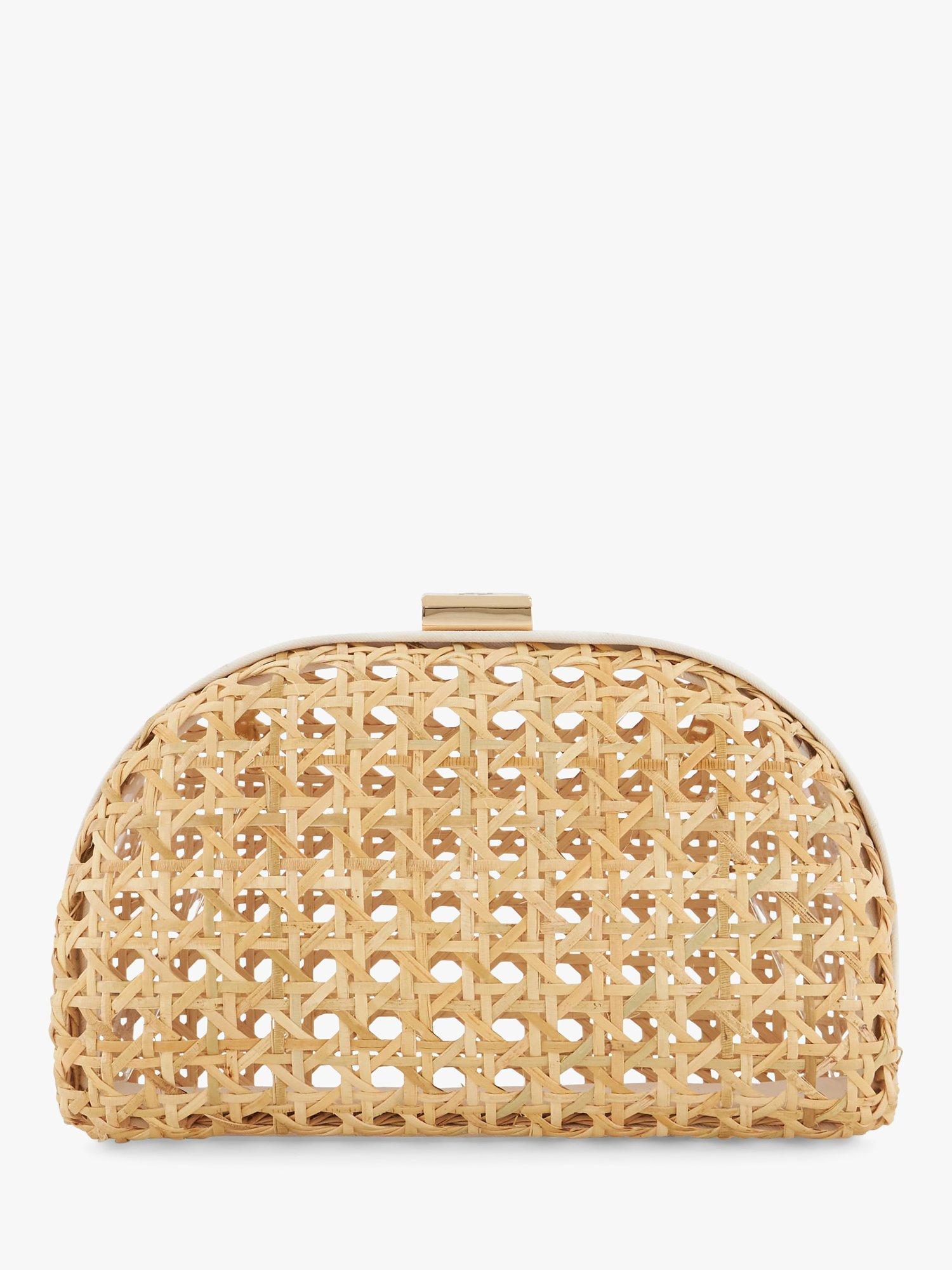 Product image 2 of 4, which shows Dune London Elated Rattan Clutch Bag, Natural