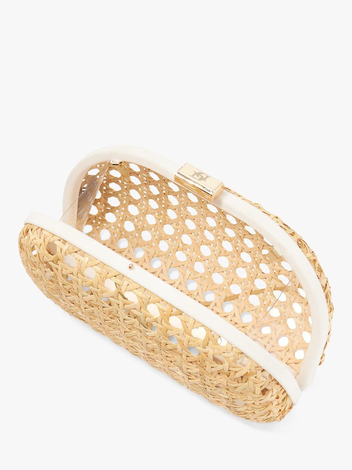 Product image 3 of 4, which shows Dune London Elated Rattan Clutch Bag, Natural