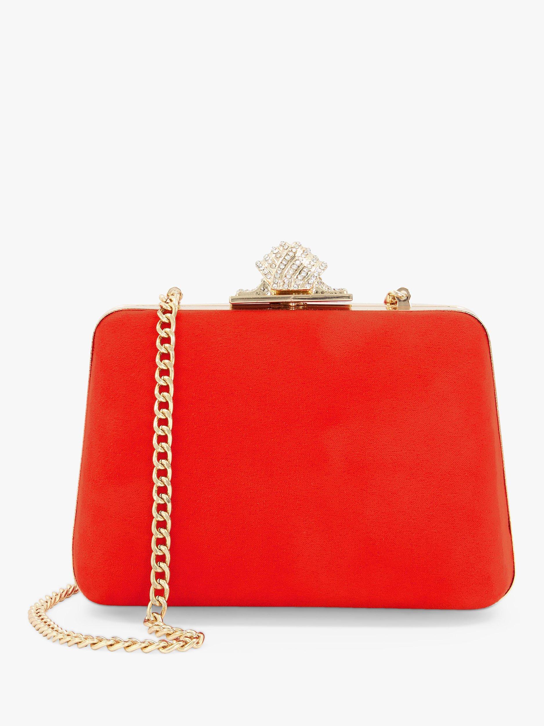 Product image 1 of 4, which shows Dune London Become Chain Strap Clutch Bag, Orange