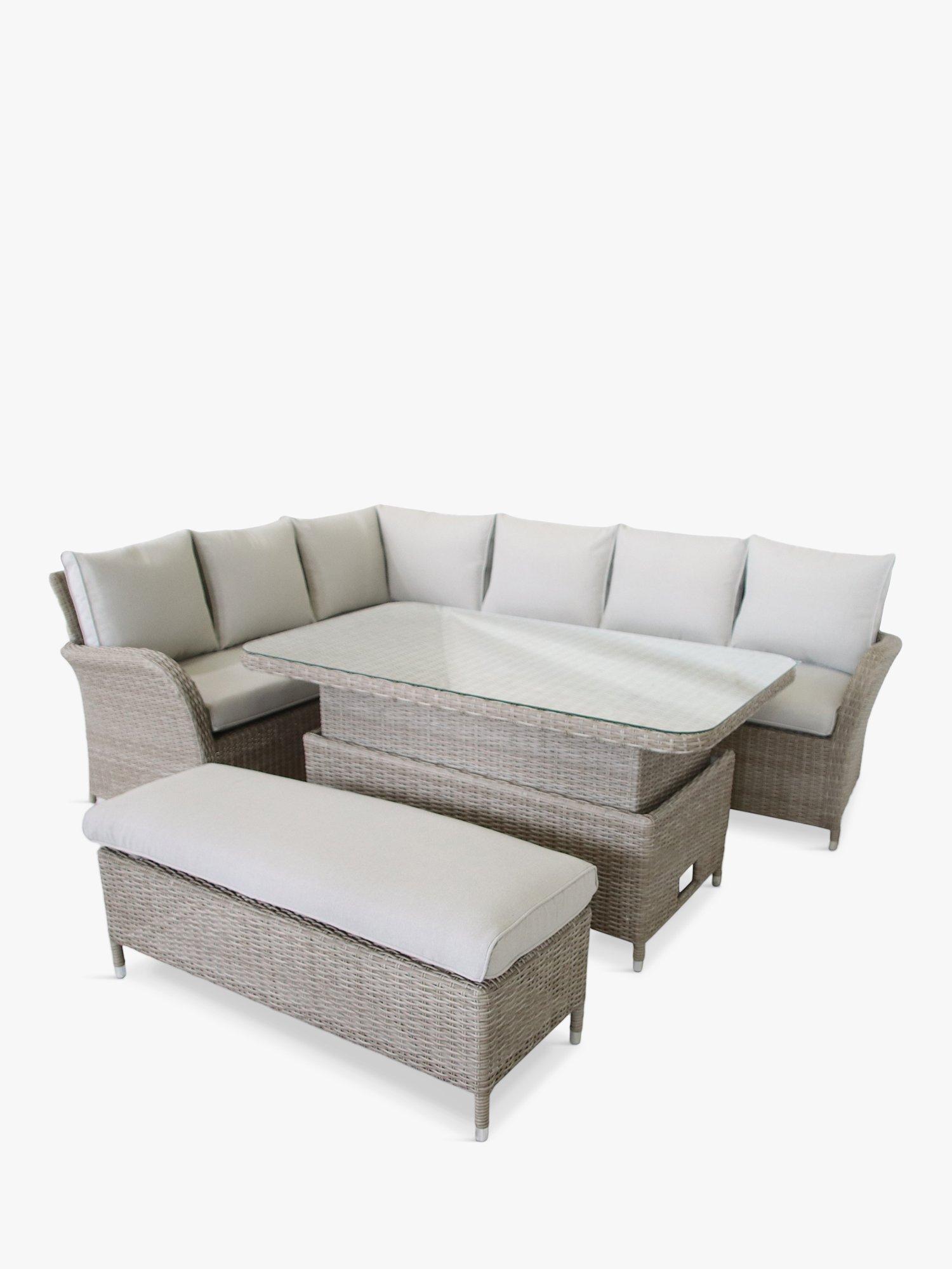 LG Outdoor Monaco 8-Seat Large Corner Modular Garden Dining Set with Rectangular Table, Sand