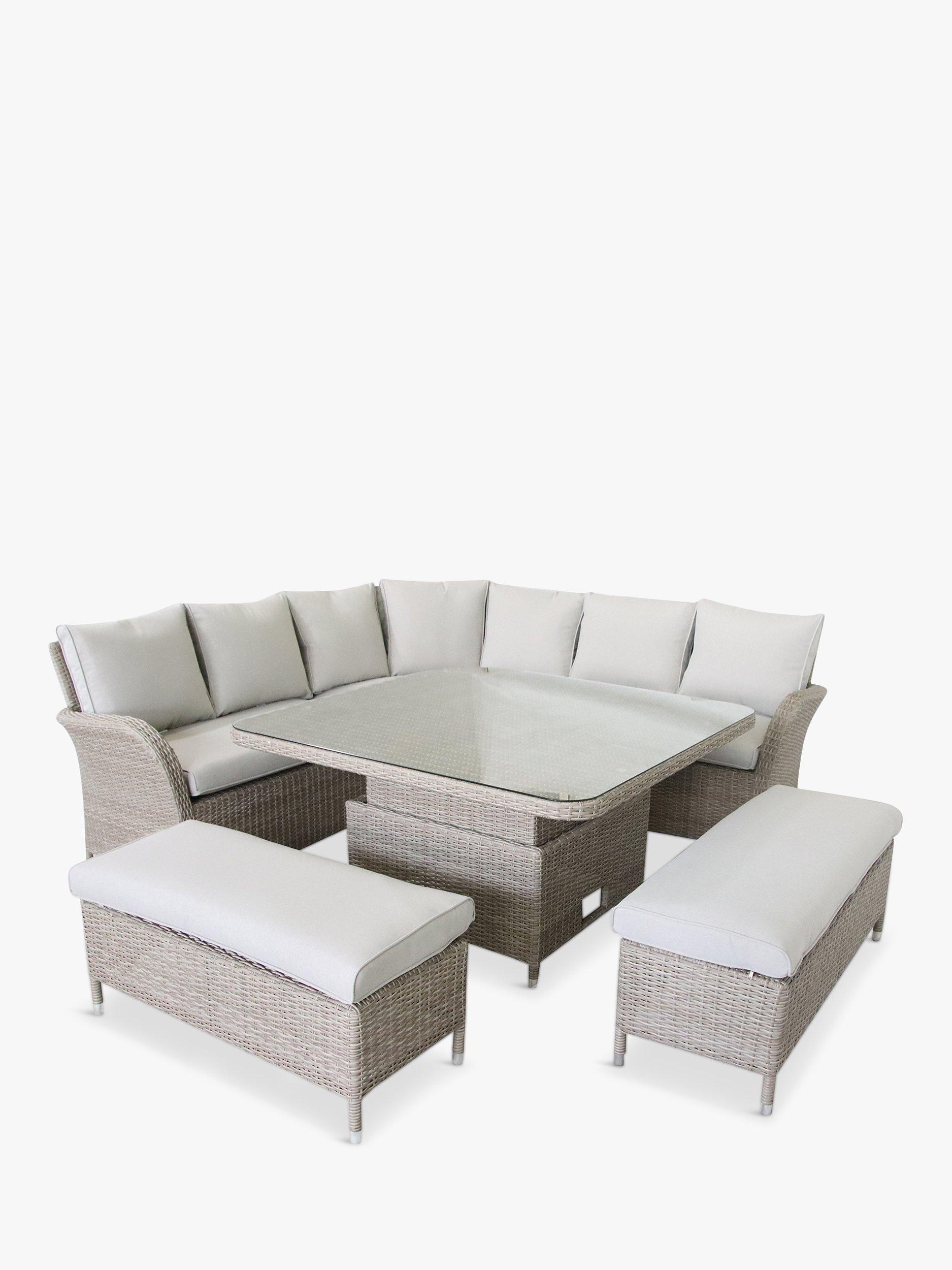 LG Outdoor Monaco 8-Seat Large Corner Modular Garden Dining Set with Square Table, Sand
