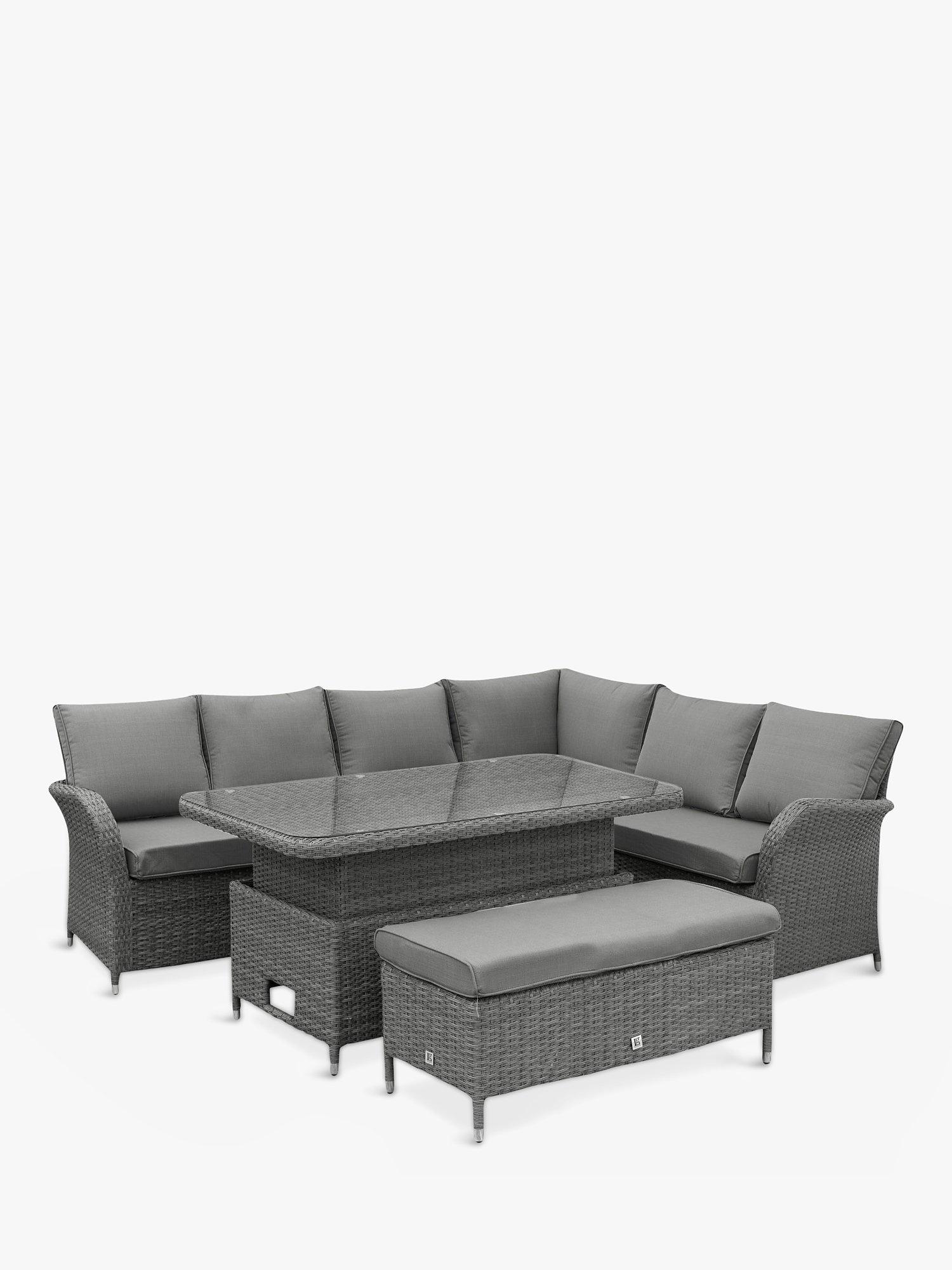 LG Outdoor Monaco 8-Seat Large Corner Modular Garden Dining Set with Rectangular Table, Stone
