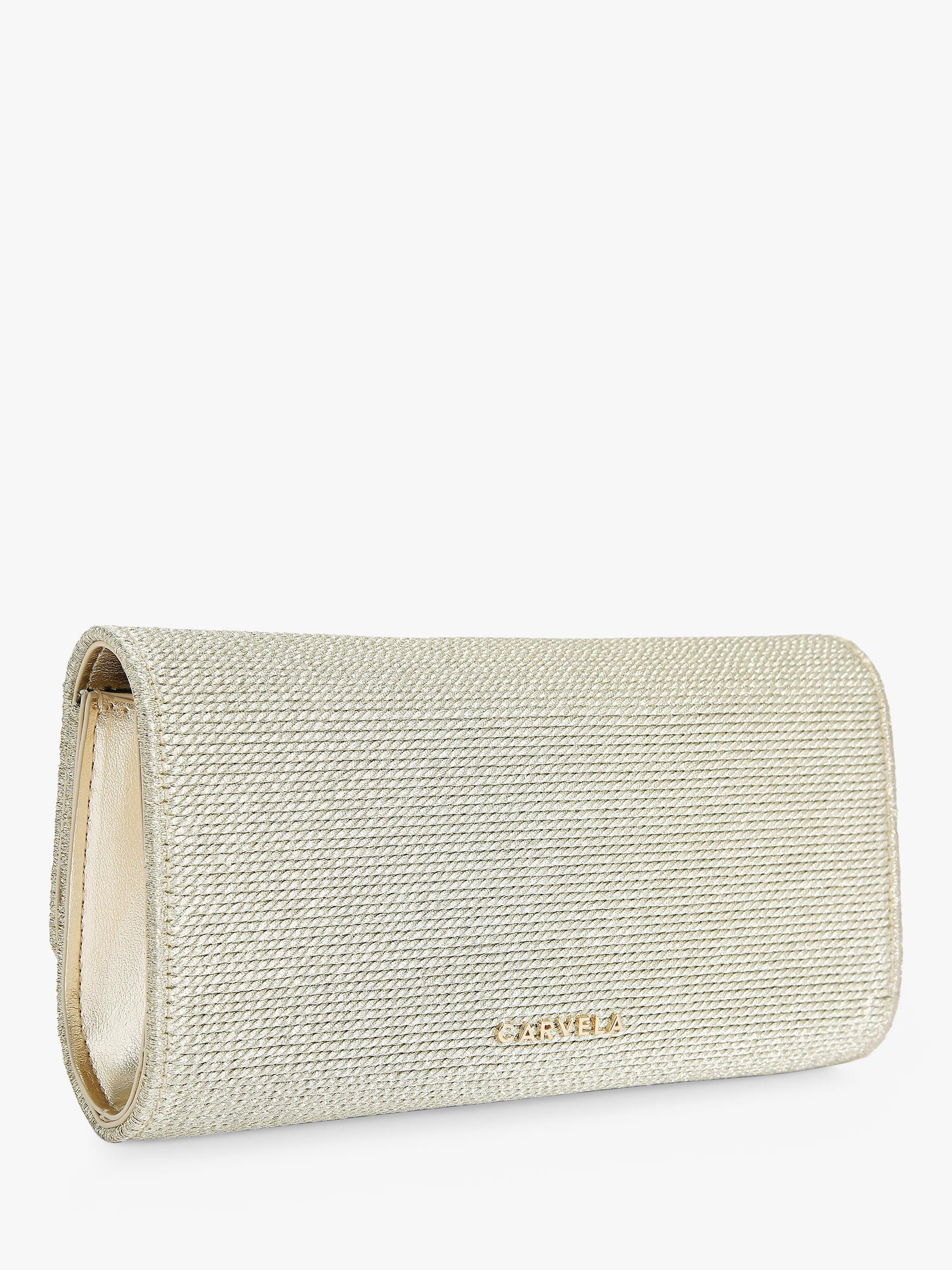 Product image 3 of 5, which shows Carvela Gala Weave Clutch Bag, Gold