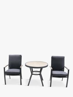 LG Outdoor Monza 2-Seater Garden Bistro Table & Chairs Set, Grey, Grey