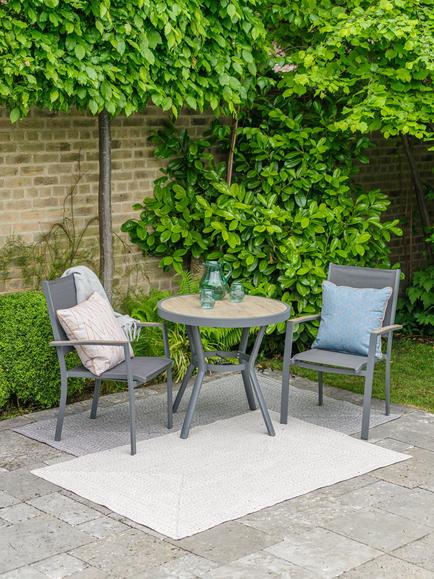 LG Outdoor Monza 2-Seater Garden Bistro Table & Chairs Set, Grey - view 2, Grey