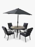 LG Outdoor Monza 4-Seater Garden Round Dining Table & Chairs Set, Grey