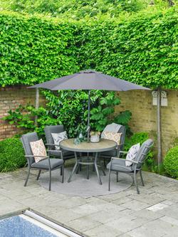 LG Outdoor Monza 4-Seater Garden Round Dining Table & Chairs Set, Grey - view 2, Grey
