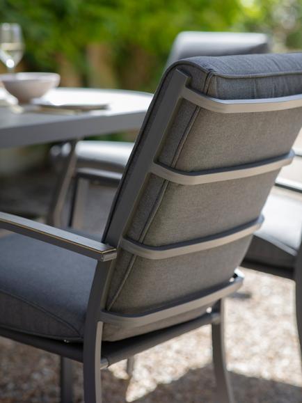 LG Outdoor Monza 8-Seater Garden Oval Dining Table & Chairs Set with Parasol, Grey - view 2, Grey