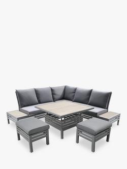 LG Outdoor Monza 7-Seater Modular Garden Dining Set with Adjustable Height Table, Grey, Grey