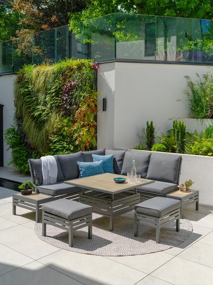 LG Outdoor Monza 7-Seater Modular Garden Dining Set with Adjustable Height Table, Grey - view 2, Grey