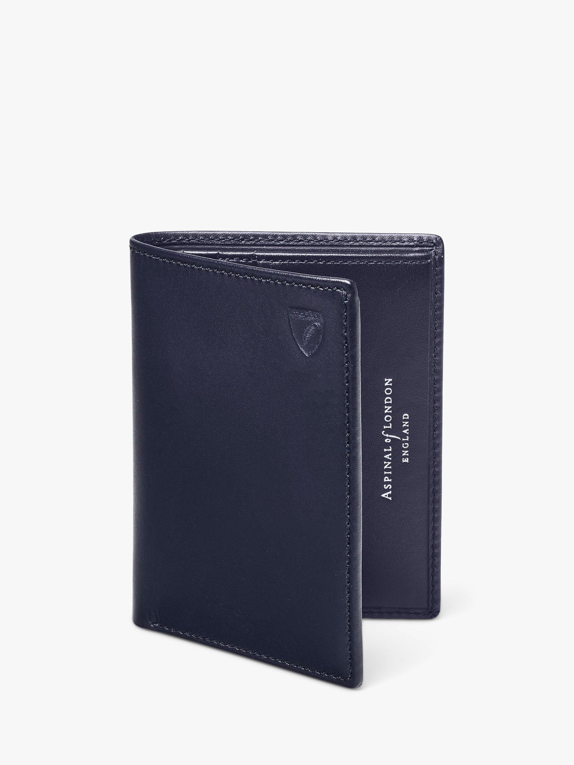 Product image 1 of 4, which shows Aspinal of London Smooth Leather Double Credit Card Wallet, Navy