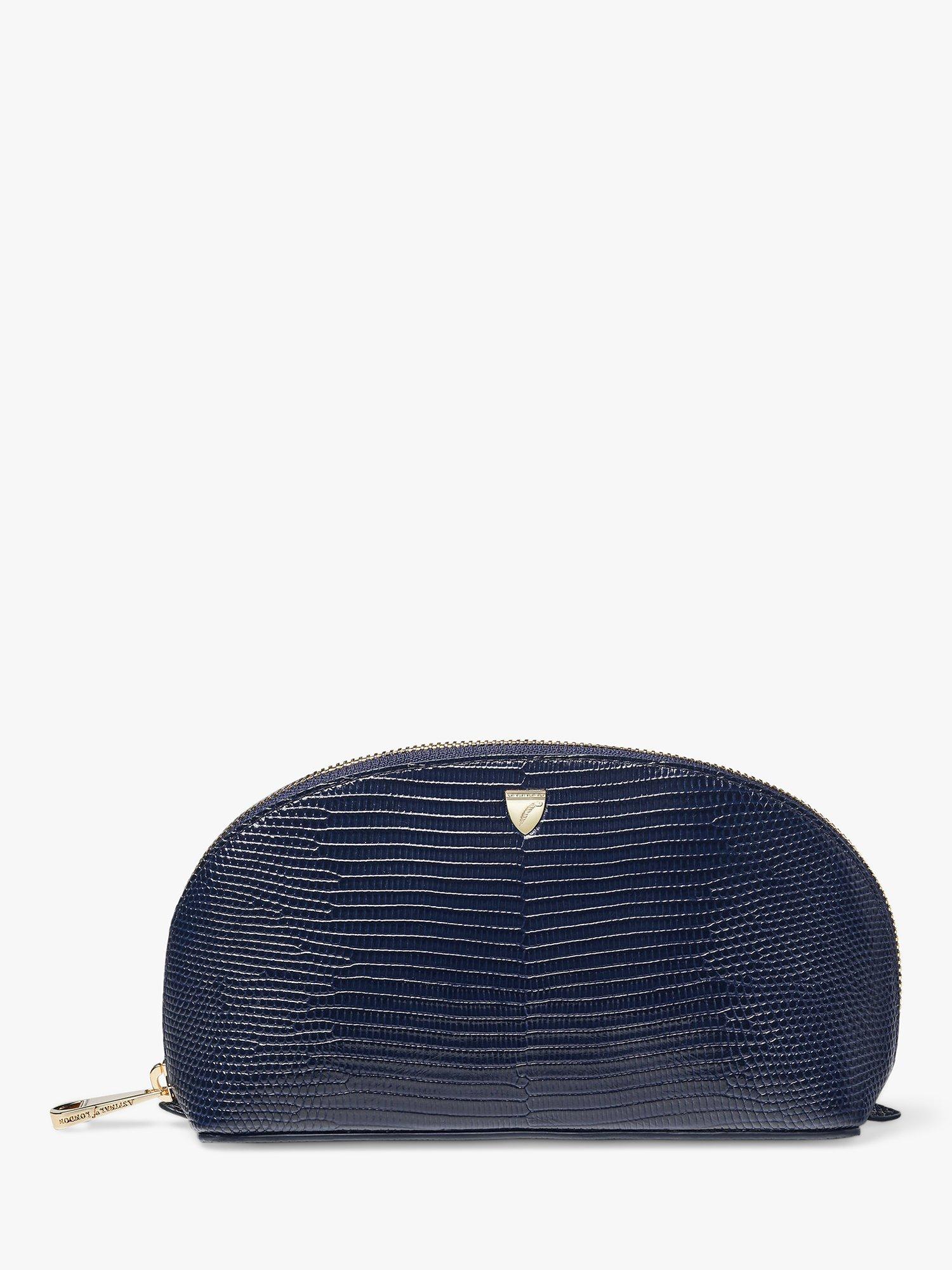 Aspinal of London Madsion Small Leather Cosmetic Case, Midnight Lizard