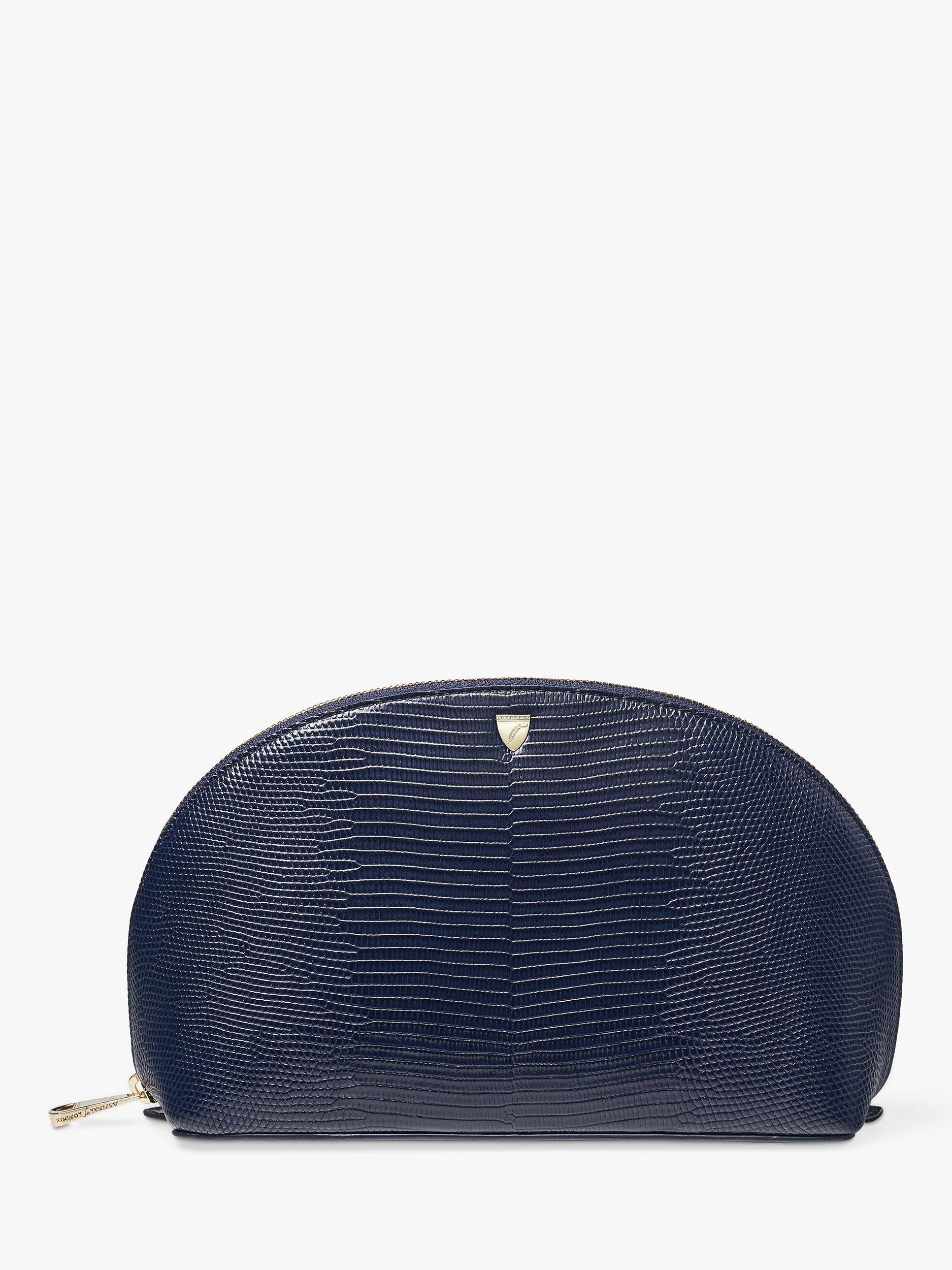 Aspinal of London Madison Large Leather Cosmetic Case, Midnight Lizard