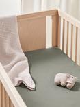 Bedfolk Cotton Fitted Cotbed Sheet, 70 x 140cm, Moss
