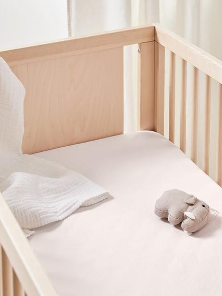 Bedfolk Cotton Fitted Cotbed Sheet, 70 x 140cm, Rose
