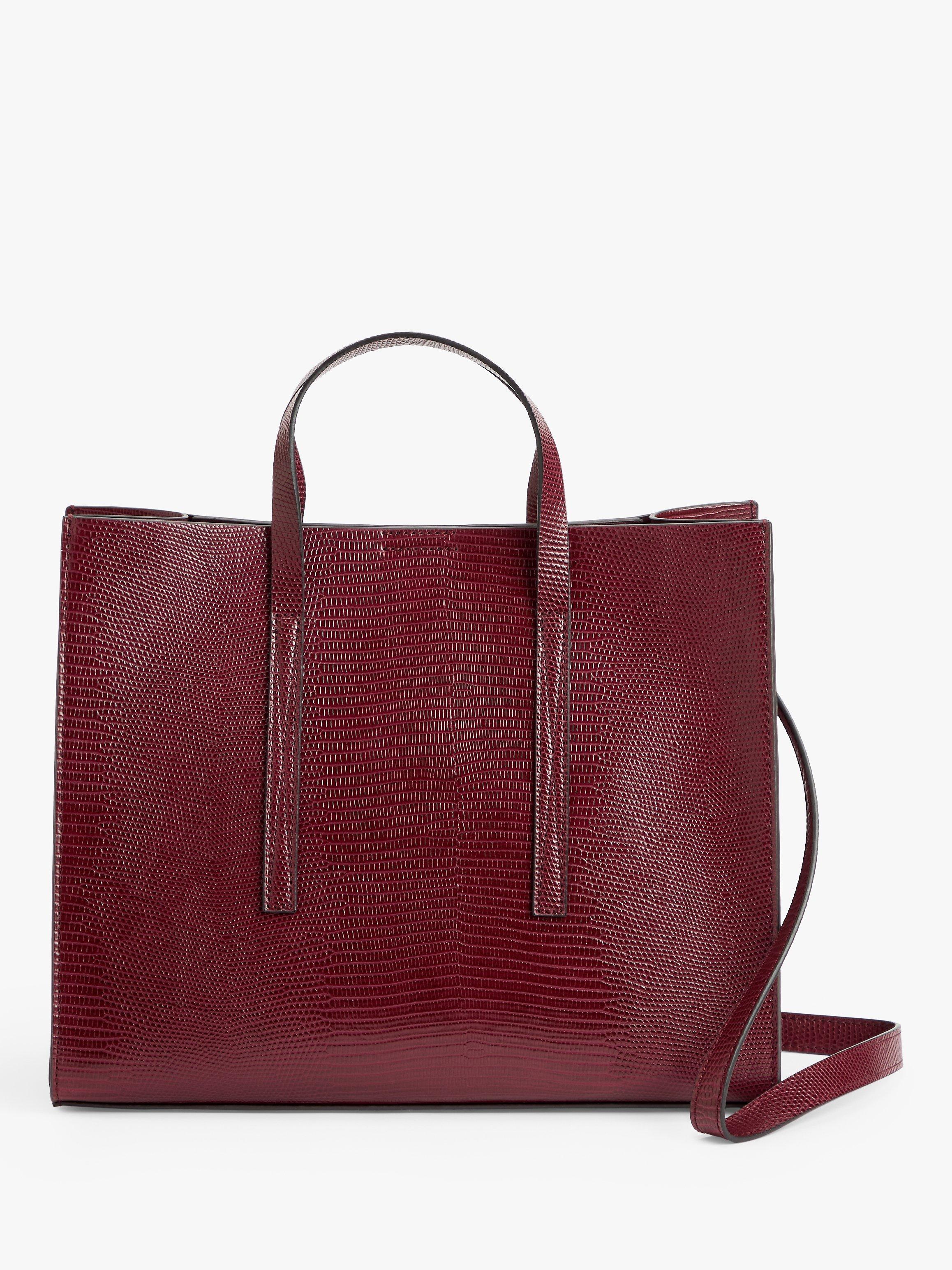 John Lewis ANYDAY Croc Grab Bag, Burgundy Lizard