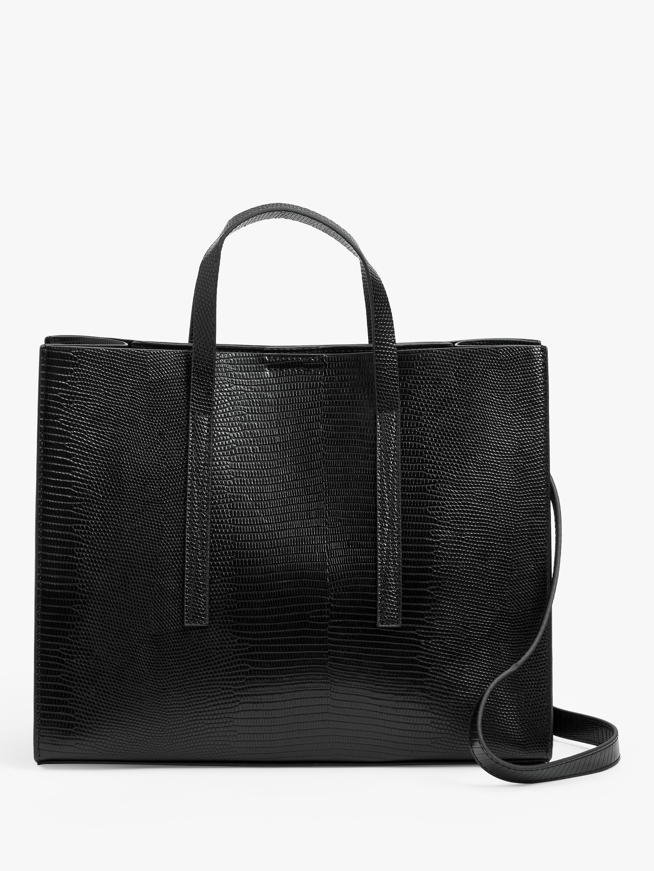 John Lewis ANYDAY Croc Grab Bag, Black Lizard