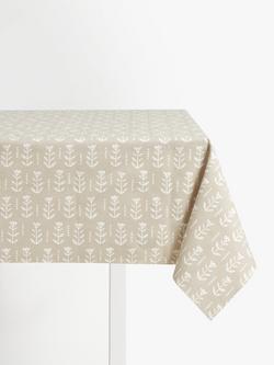 John Lewis Cora Oilcloth Tablecloth Fabric, Putty