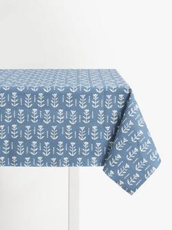 John Lewis Cora Oilcloth Tablecloth Fabric, Lake Blue