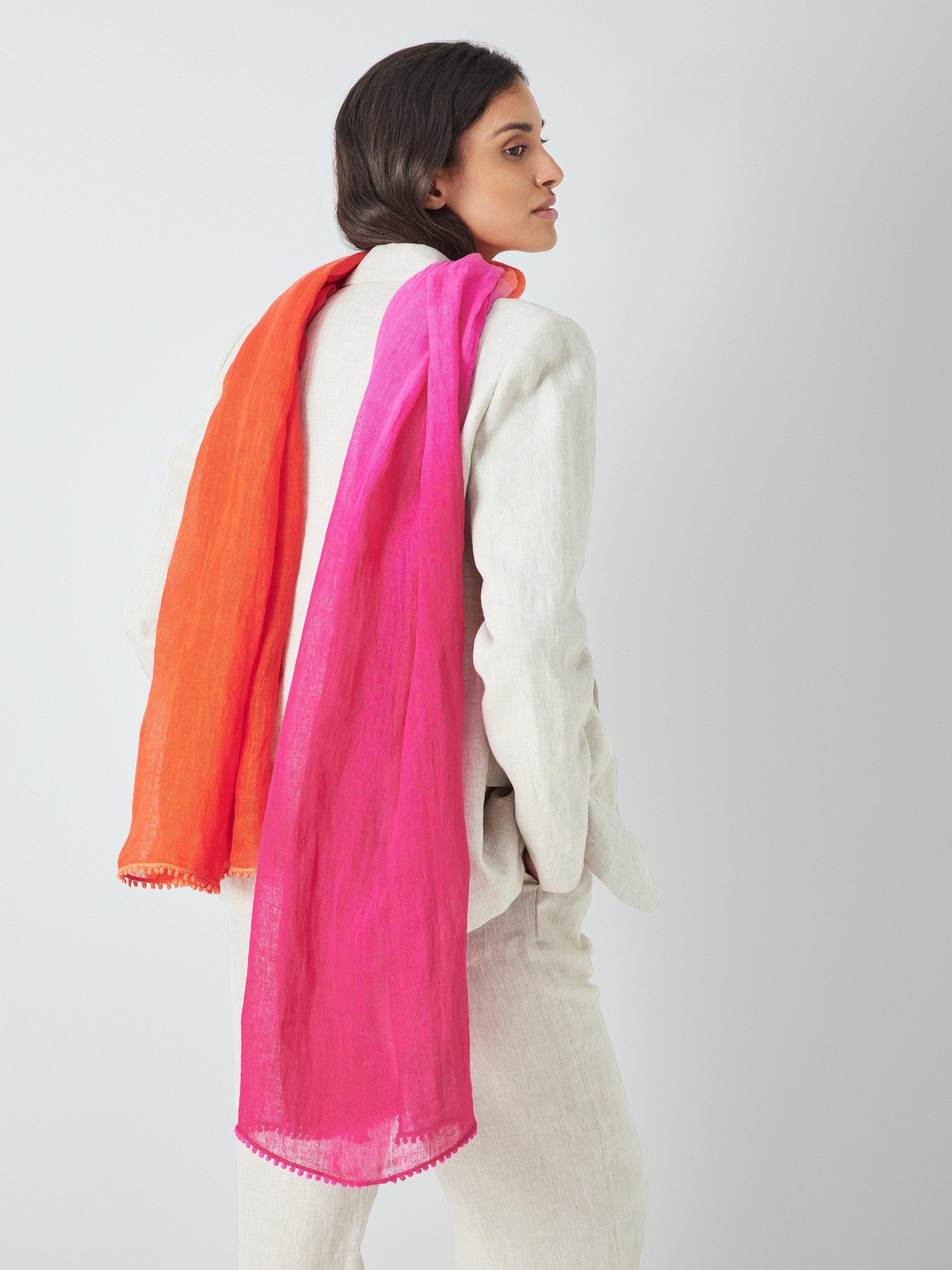 John Lewis Linen Pom Scarf, Pink