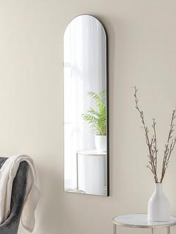 Yearn Delicacy Arched Wood Frame Wall Mirror, 100 x 30cm, Black