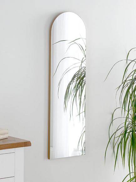 Yearn Delicacy Arched Wood Frame Wall Mirror, 100 x 30cm, Gold