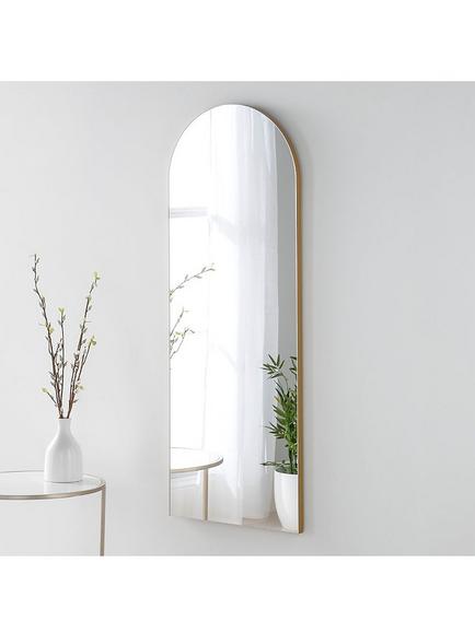 Yearn Delicacy Arched Wood Frame Wall Mirror, 120 x 45cm, Gold