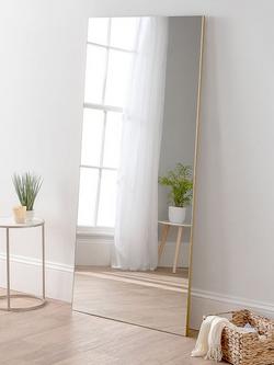 Yearn Delicacy Rectangular Wood Frame Leaner Mirror, Gold