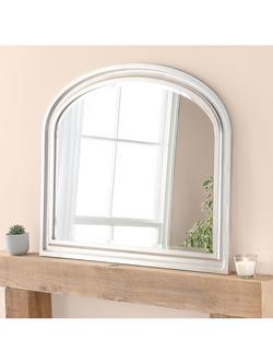 Yearn Vogue Overmantel Wood Frame Bevelled Edge Wall Mirror, 83 x 105cm, Silver