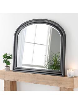 Yearn Vogue Overmantel Wood Frame Bevelled Edge Wall Mirror, 83 x 105cm, Black