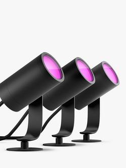 Philips Hue White and Colour Ambiance Lily LED Smart 3 Outdoor Spotlights with Bluetooth & Bridge - view 2, Black