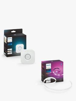 Philips Hue White and Colour Ambiance Smart Lighting Adjustable Colour Changing LED Lightstrip Plus Base Unit with Bluetooth, V4, 2 metre with Bridge, Multi