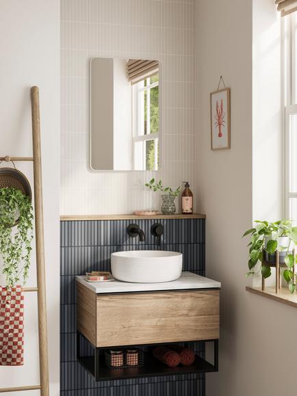 hib. Fusion Curve Bathroom Mirror - view 2, Matt White