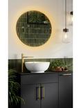 HiB Echo Round Illuminated Bathroom Mirror, Black