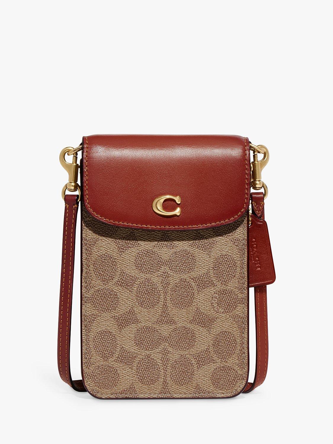 Coach Signature Canvas Phone Crossbody Bag, Tan Rust/Signature