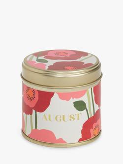 John Lewis Floral Birthday Scented Tin Candle, August